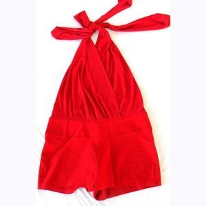 Sebora Red halter shorts clubwear romper
